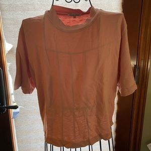 Cotton Citizen coral colored slightly cropped t shirt